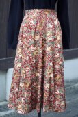 画像1: ”LE FLUY” コットン 花柄 赤 スカート フレア  w65cm[20502] (1)