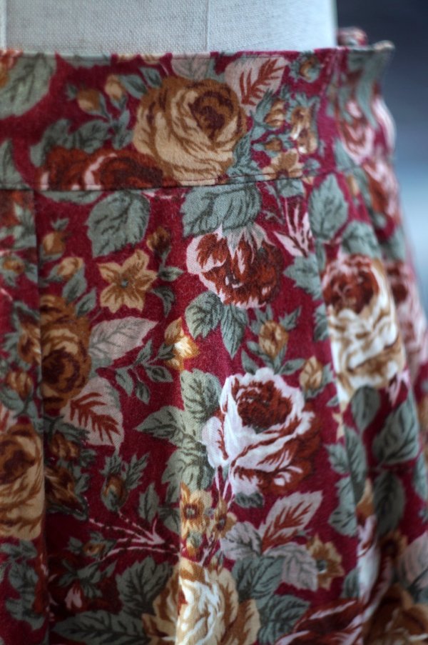 画像3: ”LE FLUY” コットン 花柄 赤 スカート フレア  w65cm[20502]