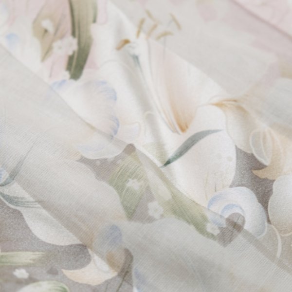 画像3: ピンク系 シルク 百合柄  スカーフ 86cm×86cm[20553]