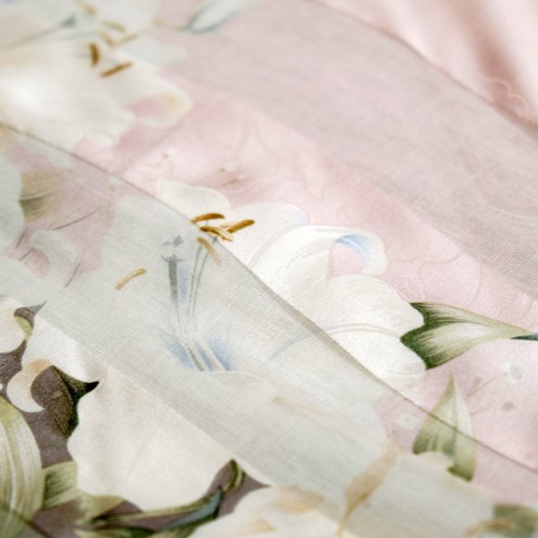 画像4: ピンク系 シルク 百合柄  スカーフ 86cm×86cm[20553]