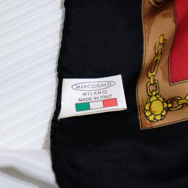 画像7: イタリア製 黒×赤×白  チェック柄  スカーフ 91cm×91cm[20561]