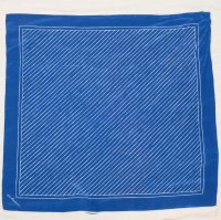 "Lui Chantant"  ブルー×白 シルク ストライプ柄  スカーフ 72cm×72cm[20556]