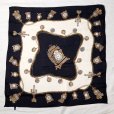 画像1: 黒系 シルク アンティーク時計  スカーフ 77cm×77cm[20550] (1)
