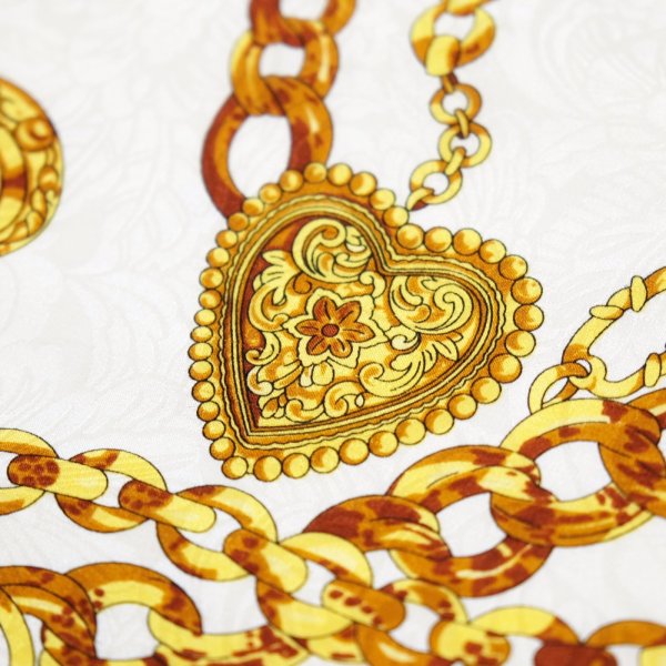 画像4: "LUCREZIA" イタリア製 ブラウン×アイボリー シルク 総柄  スカーフ 84cm×84cm[20555]