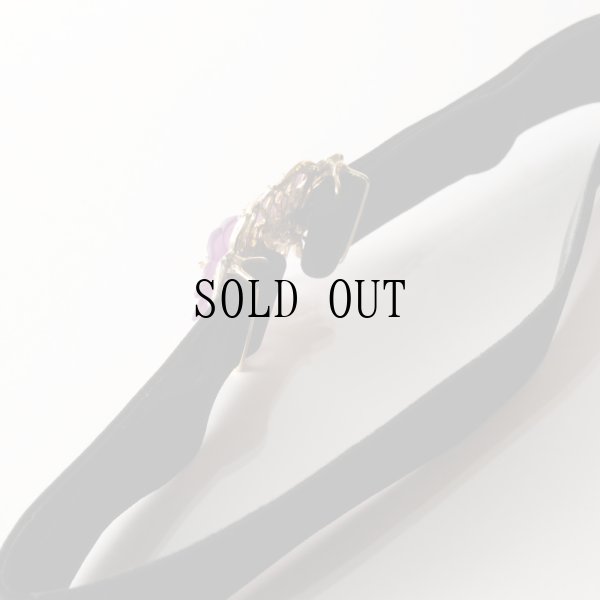 画像5: 無地 黒系 アンティークベルト お花 [20475]