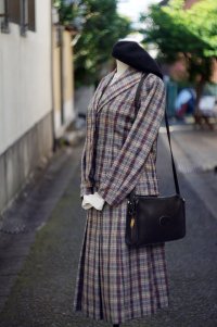 マルチカラー チェック柄 ツイード ジャケット＆ベスト&スカート スリーピース セットアップ [20503]