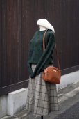 画像5: ”ELMIDAS” グレンチェック柄 ウール カーキ系 スカート フレア w64cm[20507] (5)