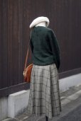 画像8: ”ELMIDAS” グレンチェック柄 ウール カーキ系 スカート フレア w64cm[20507] (8)