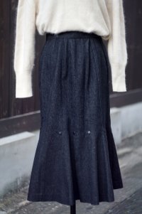 "Chaleur" デニム  黒 スカート マーメイド  w65cm[20509]