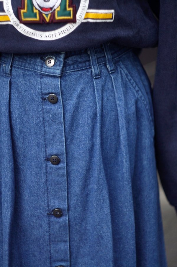 画像2: US製 デニム スカート フレア 前開き w66cm[20511]