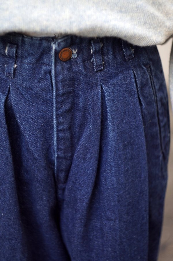 画像4: "TOGETHER!" US製 無地  コットン デニム パンツ ツータック /w66cm [20569]