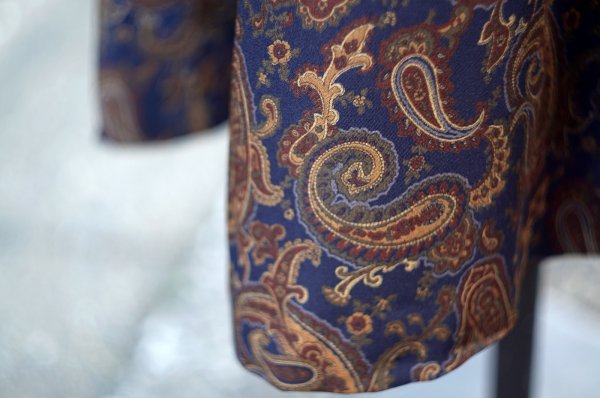 画像5: ”DECADELA” ネイビー×ブラウン系 ペイズリー柄 スカート フレア w71cm[20517]