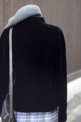 画像6: "ANNTAYLOR" 黒系 レーヨン シルク 無地  マオカラー  ベロア ジャケット[20518] (6)