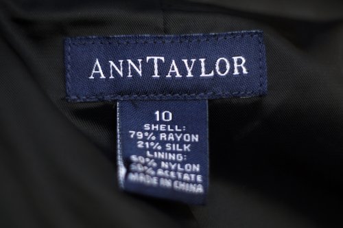 他の写真1: "ANNTAYLOR" 黒系 レーヨン シルク 無地  マオカラー  ベロア ジャケット[20518]