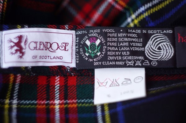 画像5: ”GLENPOSE” スコットランド製 タータンチェック柄 ピュアウール マルチカラー系 巻きスカート フレア サイズ調整可能 w74cm[20522]