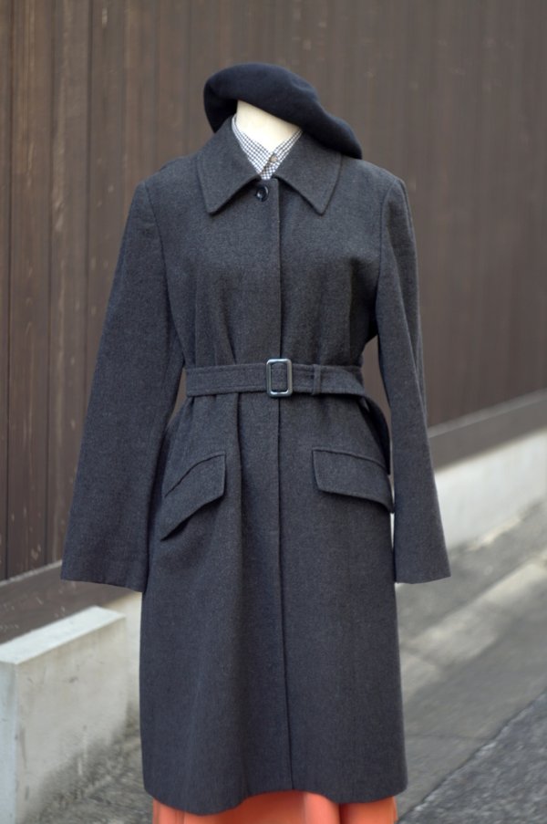 画像10: "TOKYOSTYLE" ダークグレー 無地 ウール ステンカラーコート 比翼[20526]