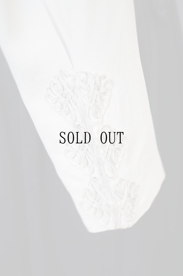 画像7: "Hana no blouse" 無地 グレー系 長袖 ブラウス 比翼 レース襟[20519]