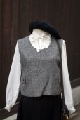 画像1: ”PANPA MIA” 無地 グレー ベスト ノーカラー 後開き ポケット[20534] (1)