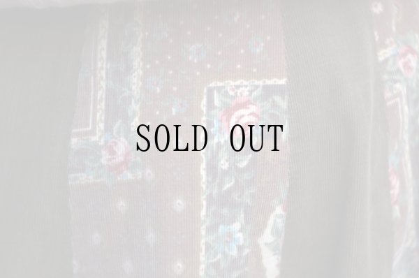 画像5: "BUSTIER" ブラウン コットン 花柄 スカート フレア コーデュロイ w63cm[20532]