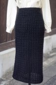 画像1: 無地  黒系 スカート タイト かぎ編み w63cm[20533] (1)