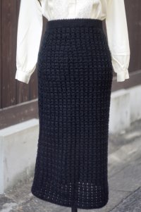 無地  黒系 スカート タイト かぎ編み w63cm[20533]
