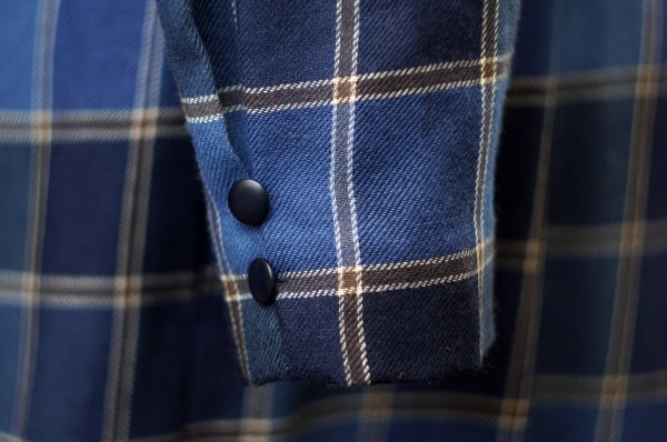 画像9: ”mammina” チェック柄 ウール混 ブルー系 長袖 レトロワンピース ラウンドネック プリーツ [20539]