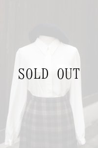 ”BALENCIAGA” 無地 白 長袖 ブラウス レギュラーカラー 比翼 ポケット風[20538]