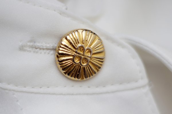 画像3: ”BALENCIAGA” 無地 白 長袖 ブラウス レギュラーカラー 比翼 ポケット風[20538]