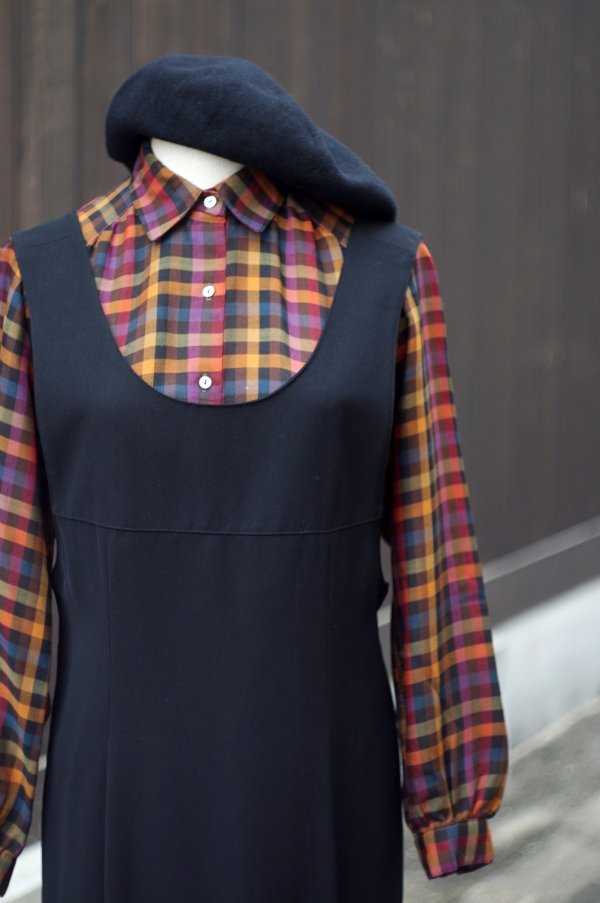 画像3: "Bellnatklein" 黒 無地 ジャンパースカート スリット[20571]