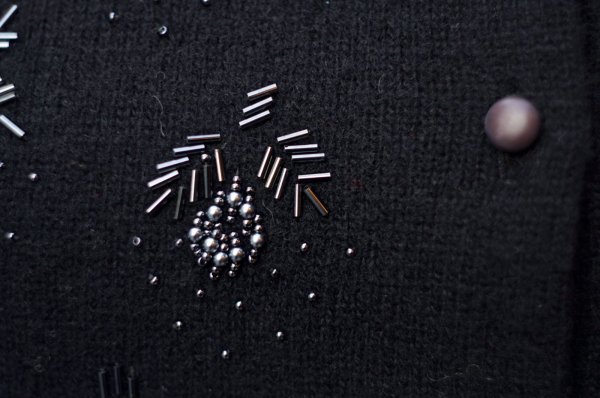 画像4: 無地 黒 ウール混 ニット カーディガン [20565]