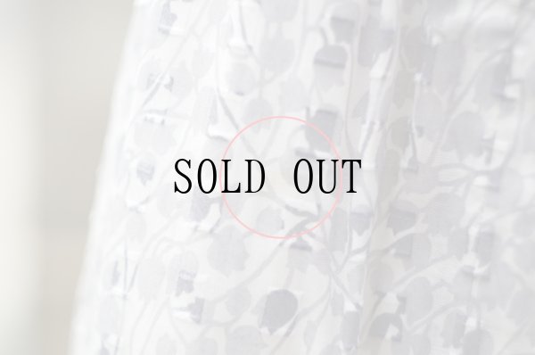 画像11: グレー系 花柄 半袖 レトロワンピース レギュラーカラー パフスリーブ[20009]