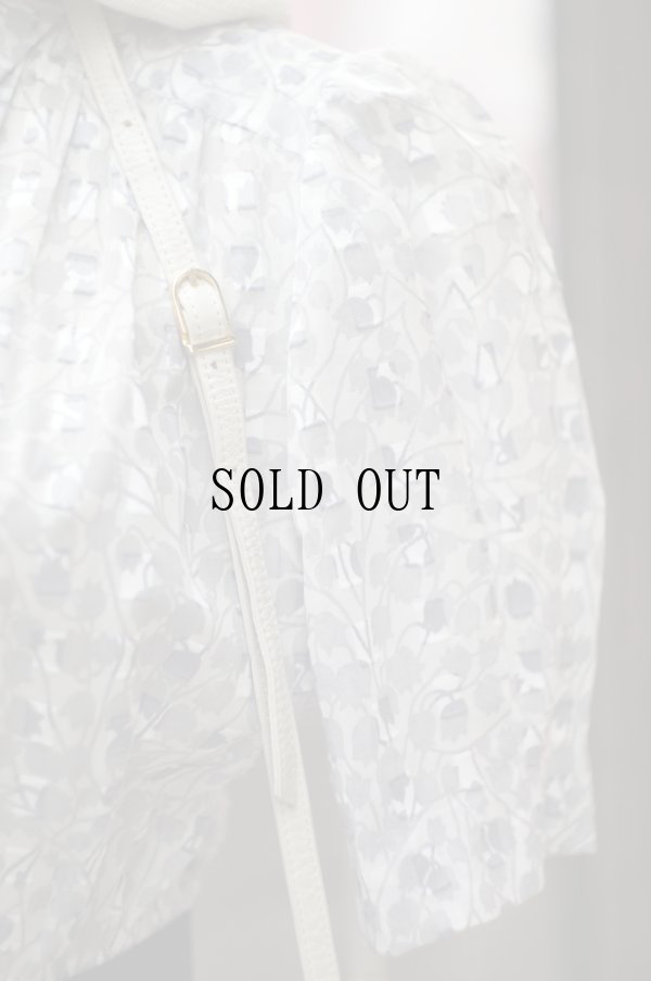 画像8: グレー系 花柄 半袖 レトロワンピース レギュラーカラー パフスリーブ[20009]