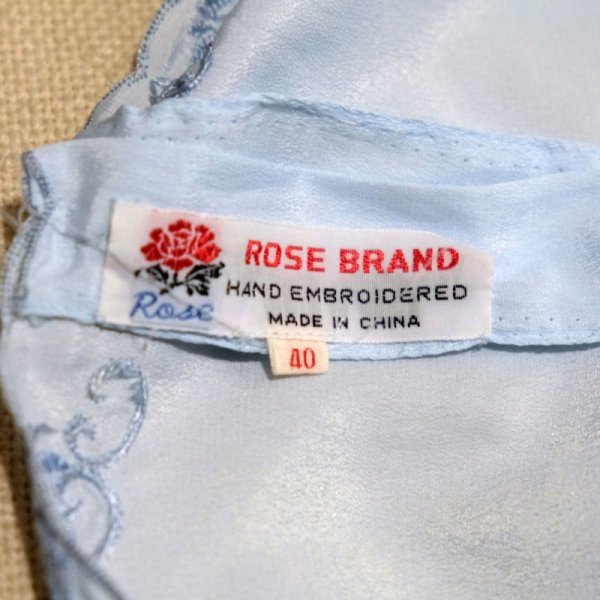 画像7: 無地 水色 半袖 ブラウス ノーカラー [16325]