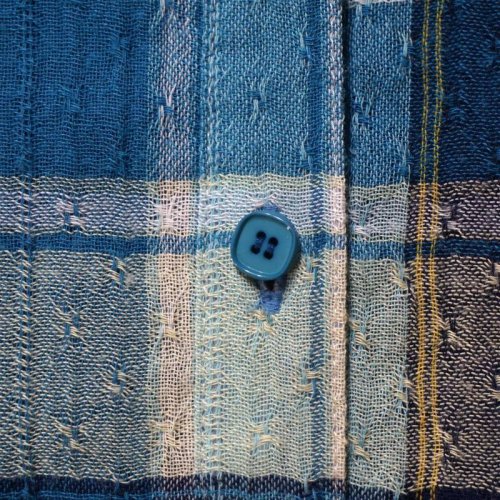 他の写真1: チェック柄 ブルー系 長袖 レトロワンピース スタンドカラー[56458]