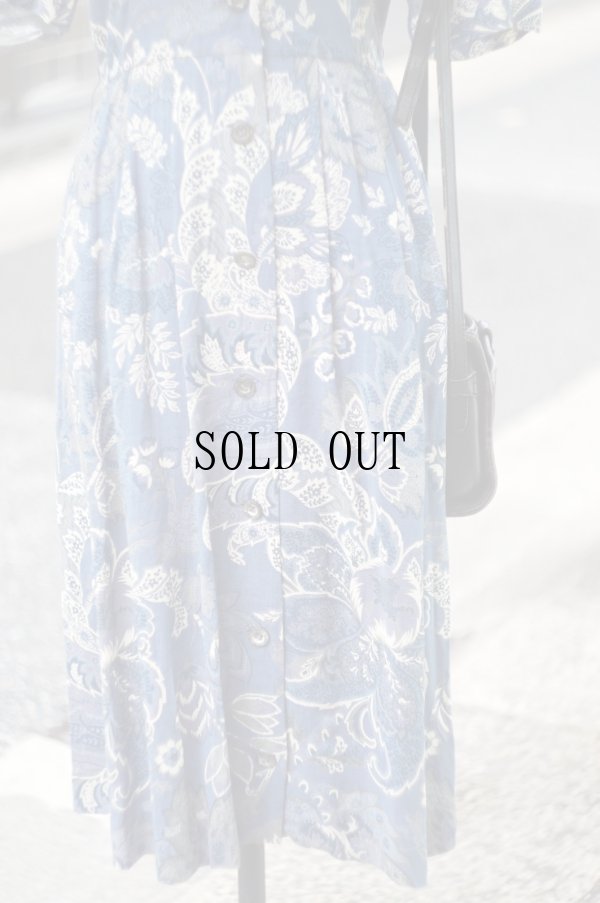 画像14: "Burberrys" エスニック 花柄 半袖 レーヨン レトロワンピース オープンカラー[20053]