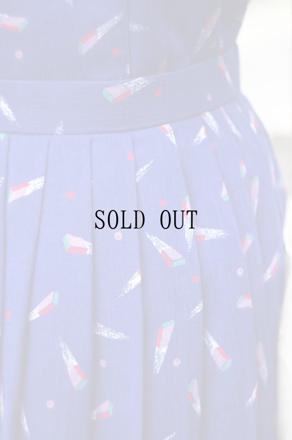 画像9: "VINGTANS" ネイビー ブラウス&スカート ツーピース セットアップ オープンカラー[20121]