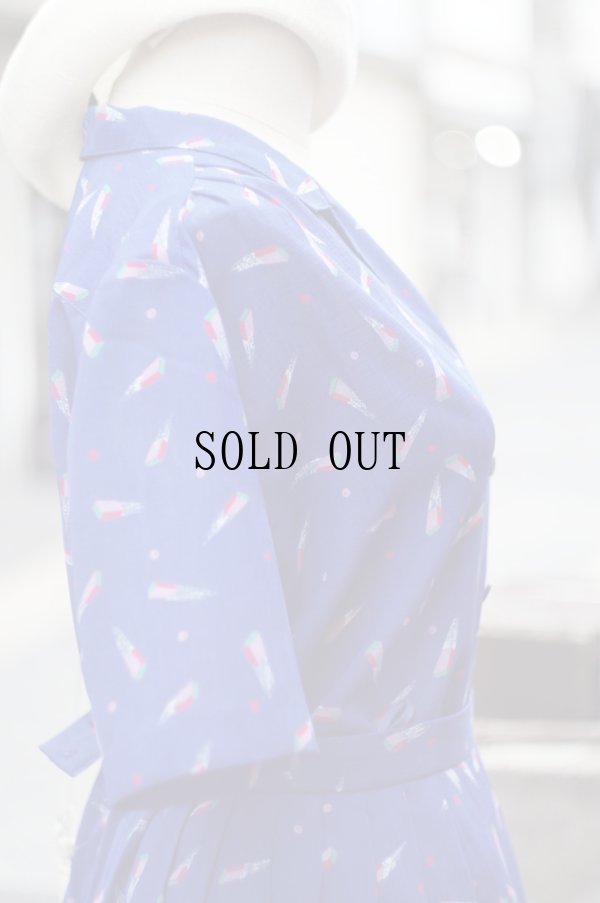 画像6: "VINGTANS" ネイビー ブラウス&スカート ツーピース セットアップ オープンカラー[20121]