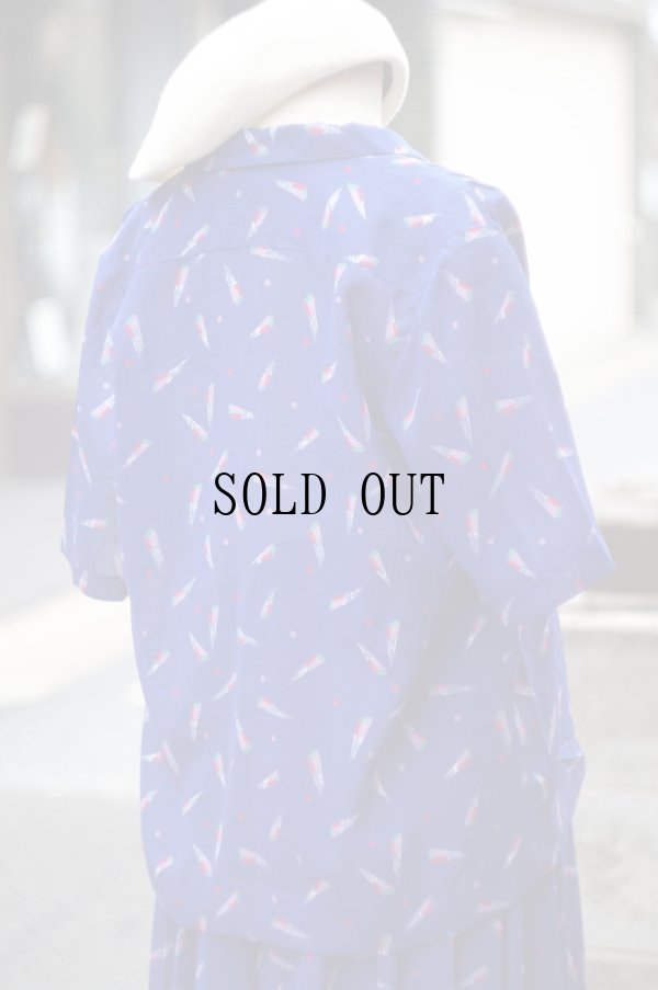 画像13: "VINGTANS" ネイビー ブラウス&スカート ツーピース セットアップ オープンカラー[20121]