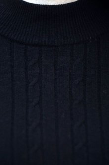 他の写真1: 無地 ブラック カシミヤ混 長袖 ニット セーター クルーネック [16734]
