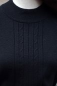 画像5: 無地 ブラック カシミヤ混 長袖 ニット セーター クルーネック [16734]