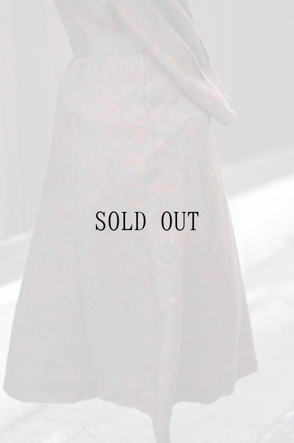 画像6: ペイズリー柄 長袖 ウール セットアップ ペプラム[19480]