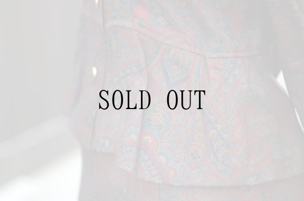 画像15: ペイズリー柄 長袖 ウール セットアップ ペプラム[19480]