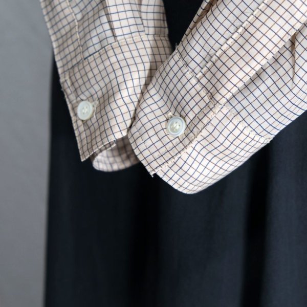 画像9: チェック柄 ベージュ 長袖 ブラウス レギュラーカラー[16394]