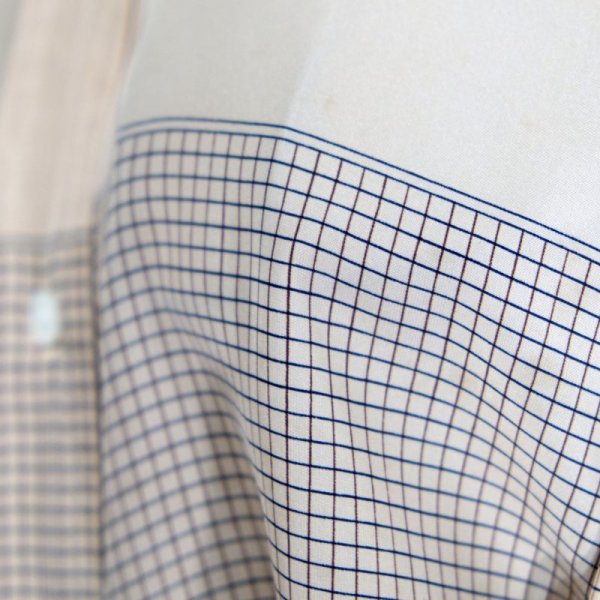 画像7: チェック柄 ベージュ 長袖 ブラウス レギュラーカラー[16394]