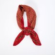 画像5: ペイズリー柄 赤系 シルク スカーフ 78cm×78cm[12402]