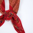 画像6: ペイズリー柄 赤系 シルク スカーフ 78cm×78cm[12402]