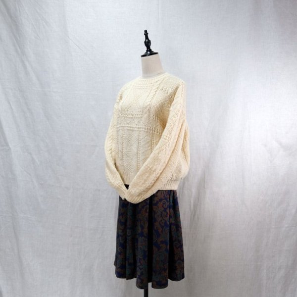 画像3: オフホワイト ニット ケーブル編み[12346]