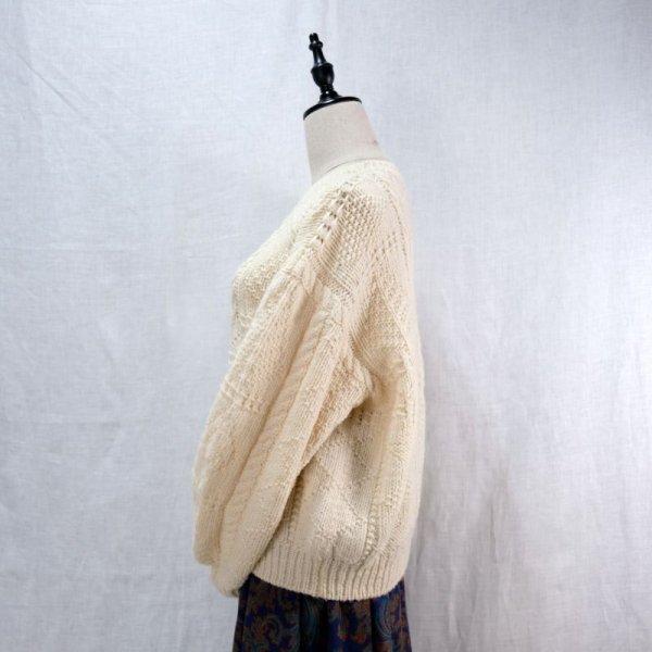 画像8: オフホワイト ニット ケーブル編み[12346]
