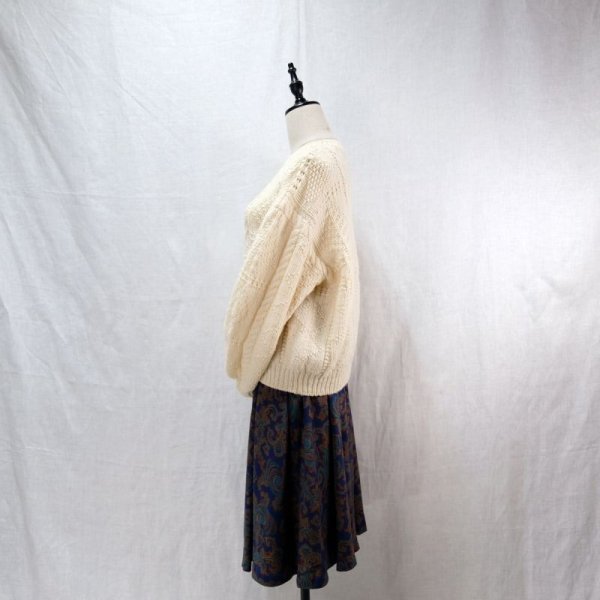 画像9: オフホワイト ニット ケーブル編み[12346]