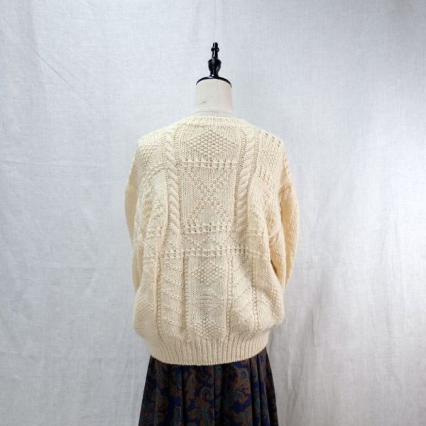 画像10: オフホワイト ニット ケーブル編み[12346]